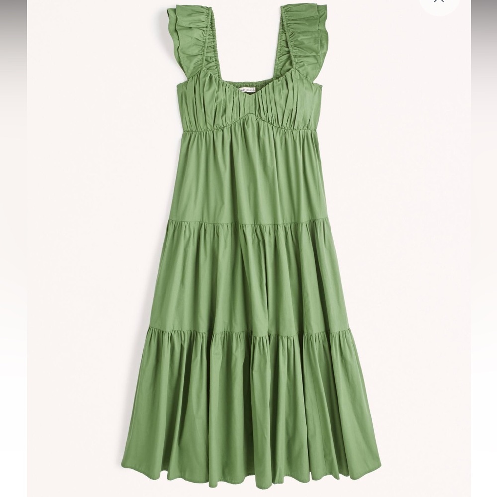 Abercrombie Ruched Flutter Sleeve Maxi Dress Size S